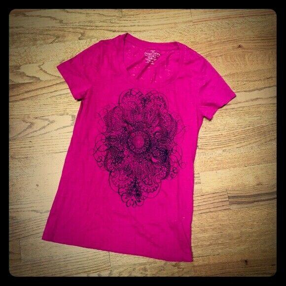 Faded Glory Womens Tee Size Small 4 6 Pink Indian Design Burnout Fabric - Picture 8 of 8